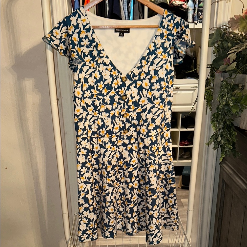 Floral Blue and Yellow Dress